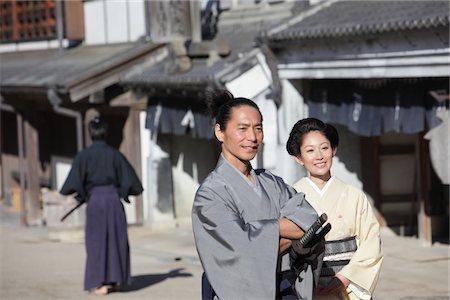 Japanese Couple in Traditional Samurai Wear Stock Photo - Rights-Managed, Code: 859-03811222