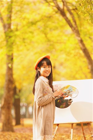 preteen art photography japan - Girl Painting In Park Stock Photo - Rights-Managed, Code: 859-03839376