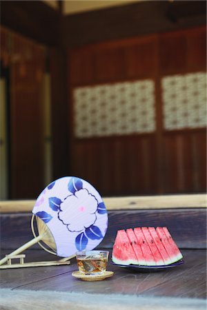 fan and food - Sliced Watermelon And Paper Fan Stock Photo - Rights-Managed, Code: 859-03839731