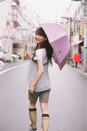 female in boots - Young adult woman with umbrella Stock Photo - Rights-Managed, Code: 859-03840045