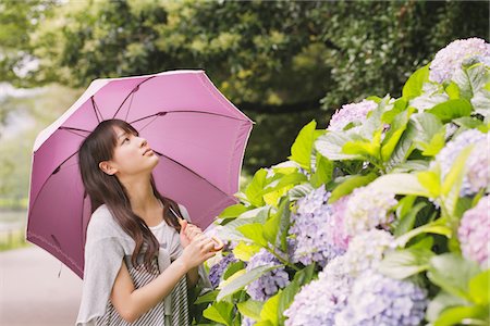 Young adult woman with umbrella Stock Photo - Rights-Managed, Code: 859-03840132