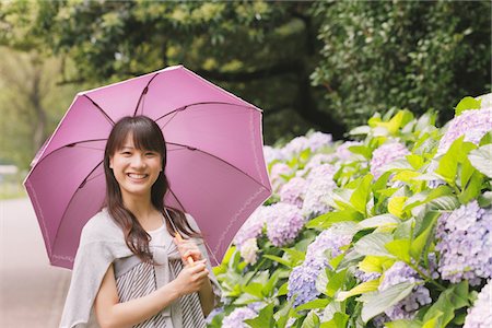 Young adult woman with umbrella Stock Photo - Rights-Managed, Code: 859-03840154