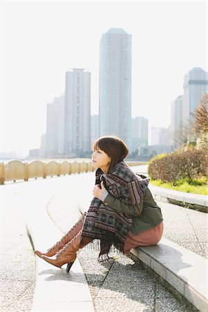 stairs casual - Japanese Women Sitting On Stairs Stock Photo - Rights-Managed, Code: 859-03860613