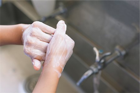 soap sink - Proper Hand Wash Using Soap Stock Photo - Rights-Managed, Code: 859-03860921