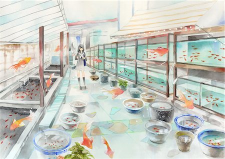 dessin animé - Poisson rouge Photographie de stock - Rights-Managed, Code: 859-03983257