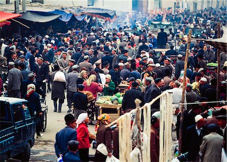 street food market - Crowds in Kashgar Sunday market,Xinjiang,China Stock Photo - Rights-Managed, Code: 851-02959232