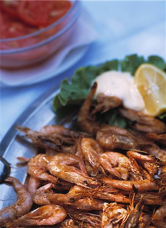 Plate of grilled prawns in restaurant on the small island of Sveti Klement off Hvar Town,Hvar,Croatia. Stock Photo - Rights-Managed, Code: 851-02959314