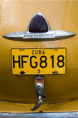 placa de matrícula - Close-up of old American yank tank car,Havana,Cuba Foto de stock - Con derechos protegidos, Código: 851-02959383