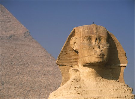 simsearch:851-02959622,k - Sphinx et la grande pyramide de Khéphren, Gizeh, le Caire, Egypte Photographie de stock - Rights-Managed, Code: 851-02959570