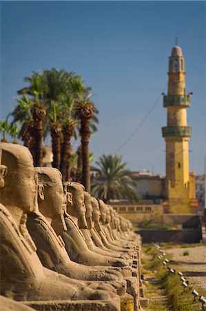 Allée de sphinx et de la petite mosquée, Temple de Luxor, Luxor, Égypte Photographie de stock - Rights-Managed, Code: 851-02959595
