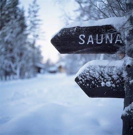 Snow-covered sauna sign,Finland Foto de stock - Con derechos protegidos, Código: 851-02959650