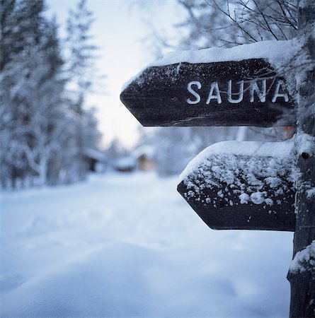 finlande - Snow-covered sauna sign,Finland Stock Photo - Rights-Managed, Code: 851-02959650