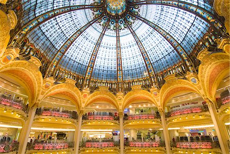 stained glass ceiling - Domed central area of Galeries Lafayette,Paris,France Stock Photo - Rights-Managed, Code: 851-02959859