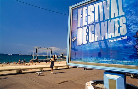 Panneau d'affichage De Cannes festival sur la plage, Cannes, France Photographie de stock - Rights-Managed, Code: 851-02959891