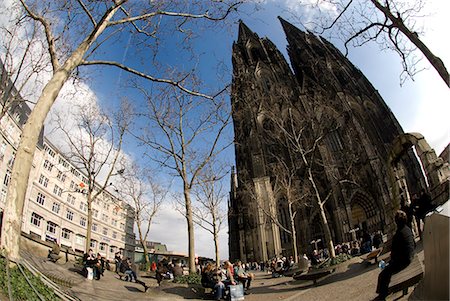 People in square near Cologne Cathedral (Kolner Dom),fish eye view,Cologne,Germany Stock Photo - Rights-Managed, Code: 851-02959994