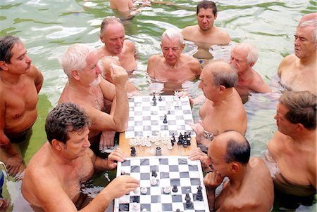 Chess players,Szechenyl Baths,Budapest,Hungary Stock Photo - Rights-Managed, Code: 851-02960179