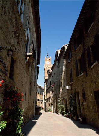 simsearch:851-02960874,k - Old Street and Clock Tower,Pienza,Tuscany,Italy Stock Photo - Rights-Managed, Code: 851-02960867