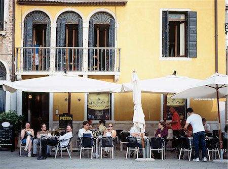 restaurant furniture in europe - People drinking outside at cafe,Campo Santa Margherita,Venice,Italy Stock Photo - Rights-Managed, Code: 851-02960894