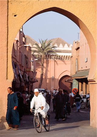 Man on bicycle travelling,Marrakesh,Morocco Stock Photo - Rights-Managed, Code: 851-02962129