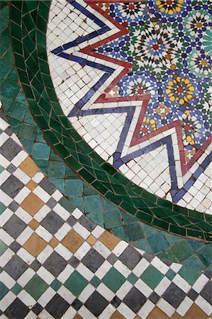 pattern in africa - Mosaic tile floor,view from above,Marrakech (Marrakesh),Morocco Stock Photo - Rights-Managed, Code: 851-02962230