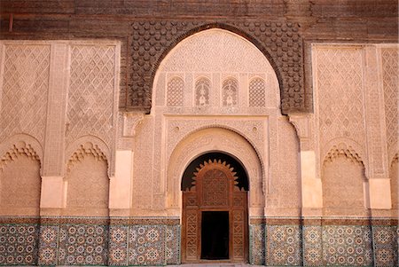 simsearch:851-02962228,k - Entrée de la Medersa Ben Youssef, Marrakech, Maroc Photographie de stock - Rights-Managed, Code: 851-02962240