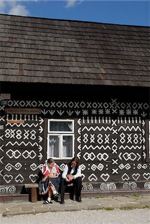 slovakia people - Young man and woman dressed in traditional folk costume outside cottage,Cicman,Slovakia Stock Photo - Rights-Managed, Code: 851-02962665