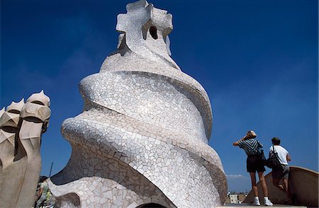 simsearch:851-02963020,k - Tourists on roof top of La Pedrera,Barcelona,Spain Stock Photo - Rights-Managed, Code: 851-02962964