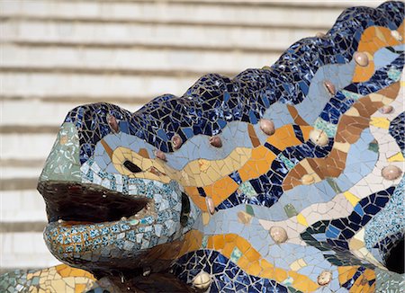 Détail de la statue de la salamandre, Parc Guell, Barcelone, Espagne Photographie de stock - Rights-Managed, Code: 851-02962985