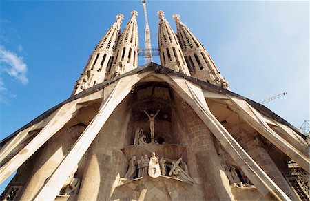 sagrada familia cathedral spain - Front entrance,Temple of La Saggrada Familia - Gaudi. Barcelona,Spain. Stock Photo - Rights-Managed, Code: 851-02963081