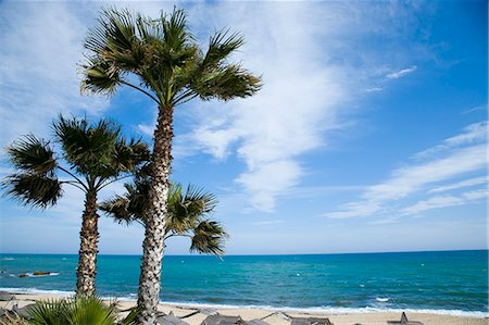 Vue depuis la terrasse sur la plage, l'hôtel Bel Azur. Hammamet, en Tunisie, l'Afrique du Nord Photographie de stock - Rights-Managed, Code: 851-02963590