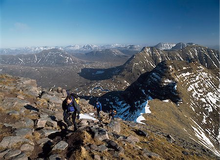 simsearch:851-02963674,k - Three walkers climbing up Beinn Alligan,Torridon,Ross-shire,Scoland Stock Photo - Rights-Managed, Code: 851-02963914