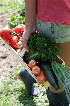 Young woman with vegetables in basket Stock Photo - Rights-Managed, Code: 853-06441523