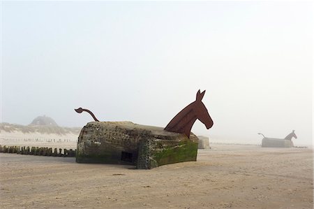 Dogout horse at the beach of Blavand, Denmark Photographie de stock - Rights-Managed, Code: 853-07026626