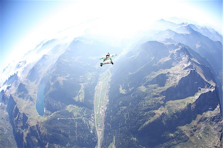 Skydiver with wing suit, Ambri, Tessin, Switzerland, Europe Stock Photo - Rights-Managed, Code: 853-07451047