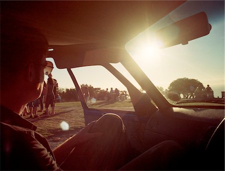 south africa sun set - man driving a car Stock Photo - Rights-Managed, Code: 853-02914165