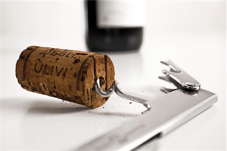 Close-up of cork and corkscrew Stock Photo - Rights-Managed, Code: 853-03227651