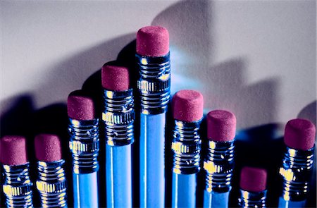 simsearch:693-05794497,k - row of rpencils with rubber, close-up Stock Photo - Rights-Managed, Code: 853-03227724