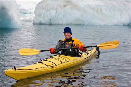 Kayaking off Brown Bluff   a flat-topped extinct volcano on the Antarctic Peninsula s northeastern tip. Stock Photo - Rights-Managed, Code: 862-05996636