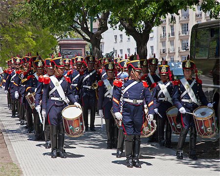 simsearch:862-05996697,k - The Argentine military band of the Mounted Grenadiers in Buenos Aires. The regiment is responsible for Presidential security and fulfills ceremonial protocol functions. Stock Photo - Rights-Managed, Code: 862-05996674