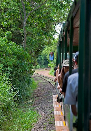 simsearch:862-05996697,k - The rainforest ecological train taking visitors from the park entrance to the spectacular Garganta del Diablo of the Iguazu Falls, a World Heritage Site. Stock Photo - Rights-Managed, Code: 862-05996705