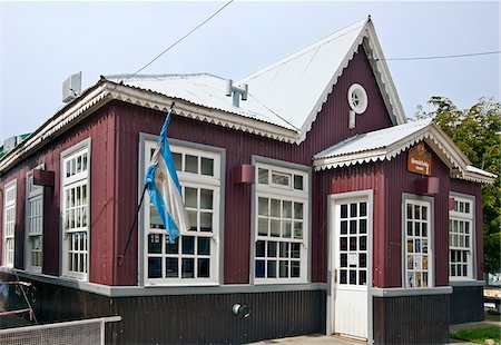 simsearch:862-05996697,k - The tourist information office at Ushuaia was established in this historic 1926 building in 1998.  Prior to that, it was a library. Stock Photo - Rights-Managed, Code: 862-05996724