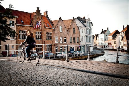 road cyclist - Downtown of Bruge, Flanders, Belgium Stock Photo - Rights-Managed, Code: 862-05996839