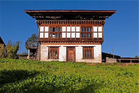 simsearch:862-05997038,k - Une maison simple avec champ de navets dans Gangtey Village, situé à l'entrée de la vallée de Phobjikha. Photographie de stock - Rights-Managed, Code: 862-05996967