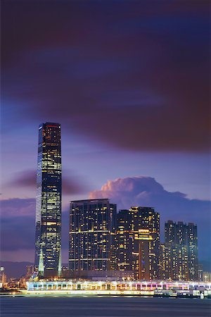 simsearch:862-05997206,k - Centre de Commerce internationale (CCI) au crépuscule, Kowloon, Hong Kong, Chine Photographie de stock - Rights-Managed, Code: 862-05997184