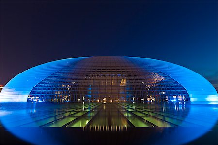 peking night people - China, Beijing, The National Centre For The Performing Arts, also knon as The Egg. Stock Photo - Rights-Managed, Code: 862-05997259