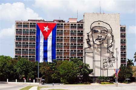 Caraïbes, Antilles, Cuba, la Havane, Vadedo, Che Guevara et pavillon cubain, place de la révolution Photographie de stock - Rights-Managed, Code: 862-05997398