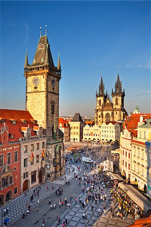 prague astronomical clock - Europe, Czech Republic, Central Bohemia Region, Prague. Prague Old Town Square, Tyn Church Stock Photo - Rights-Managed, Code: 862-05997436