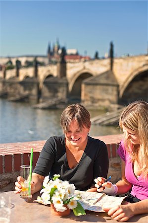 prague bridge - Europe, Czech Republic, Central Bohemia Region, Prague. Riverside Cafe. Stock Photo - Rights-Managed, Code: 862-05997459