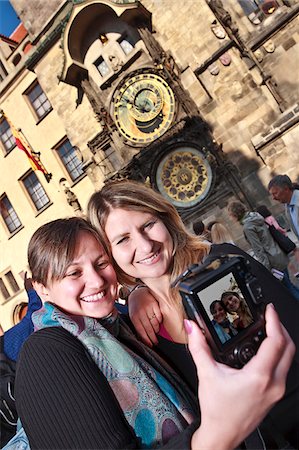 friends young selfie - Europe, Czech Republic, Central Bohemia Region, Prague. Prague Old Town Square, the astronomical Clock. Stock Photo - Rights-Managed, Code: 862-05997453