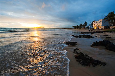 seaside hotels building - South America, Ecuador, Galapagos Islands, Isla Isabela, Unesco site, Puerto Villamil, sunset on the beach Stock Photo - Rights-Managed, Code: 862-05997764
